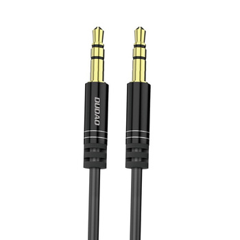 Dudao długi rozciągliwy kabel AUX mini jack 3.5mm sprężyna ~150cm czarny (L12 black)
